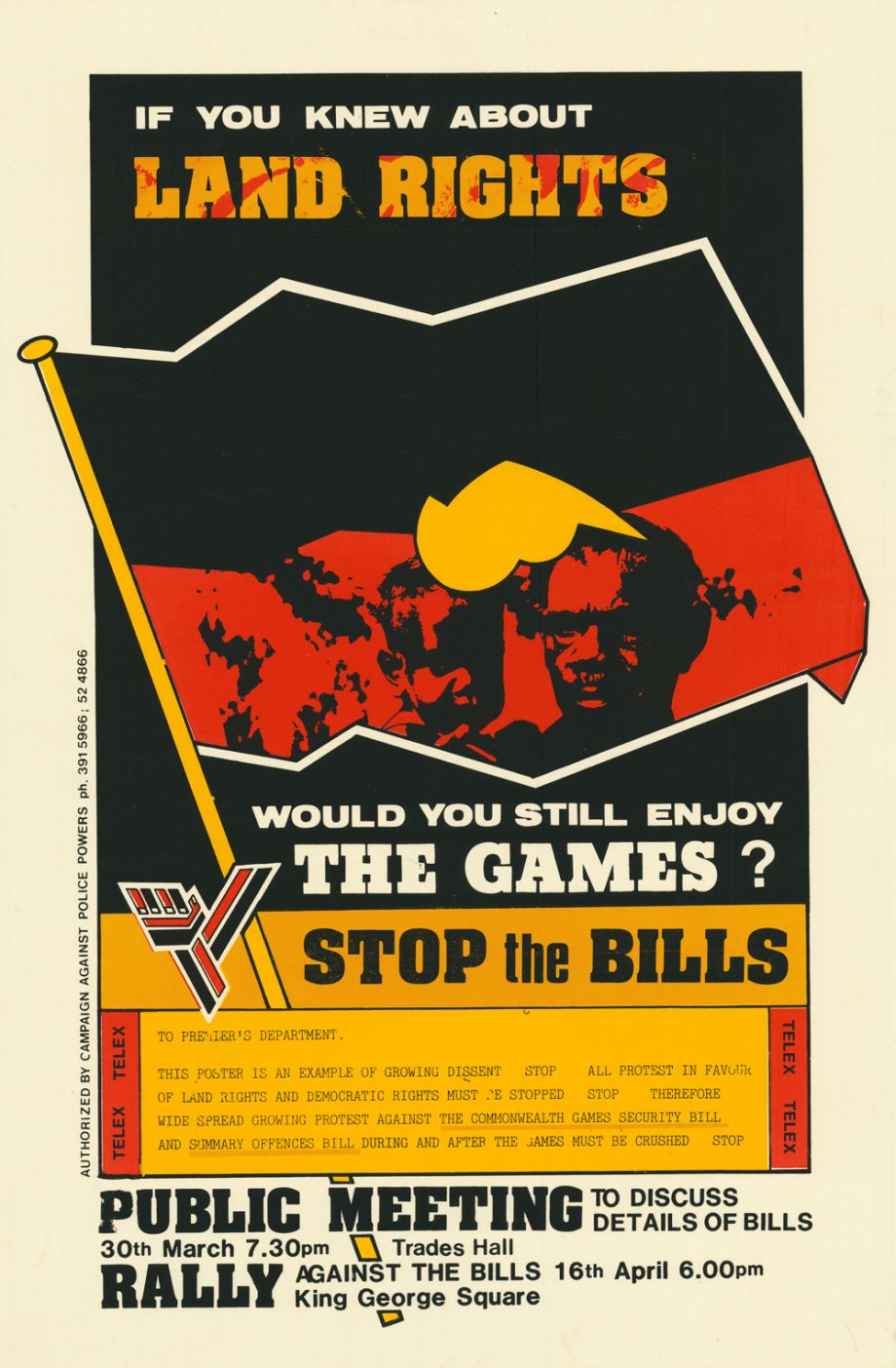 If you knew about land rights, would you still enjoy the games? poster 1982