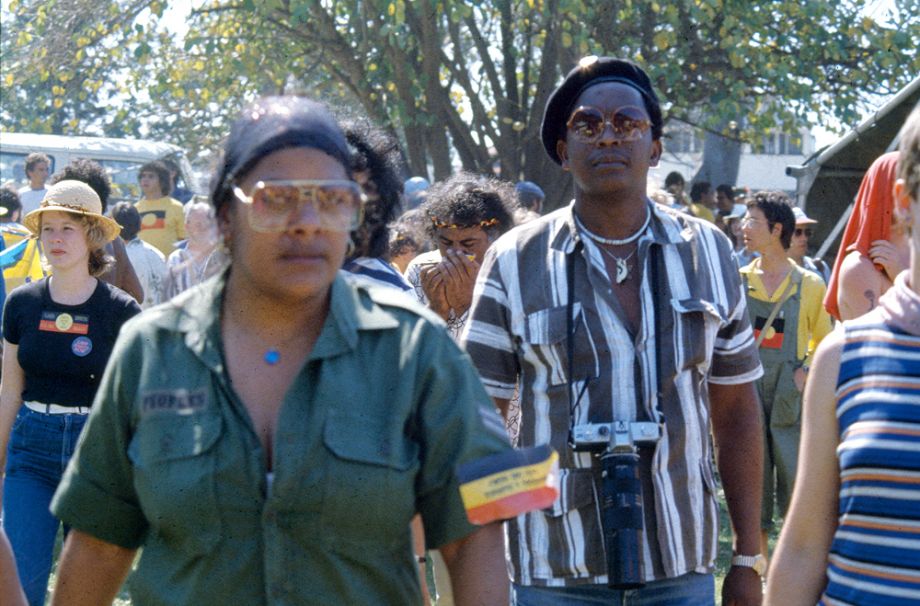 Kati (right), a Pan-African National Congress Representative from Namibia, came to Brisbane and took part in the protests