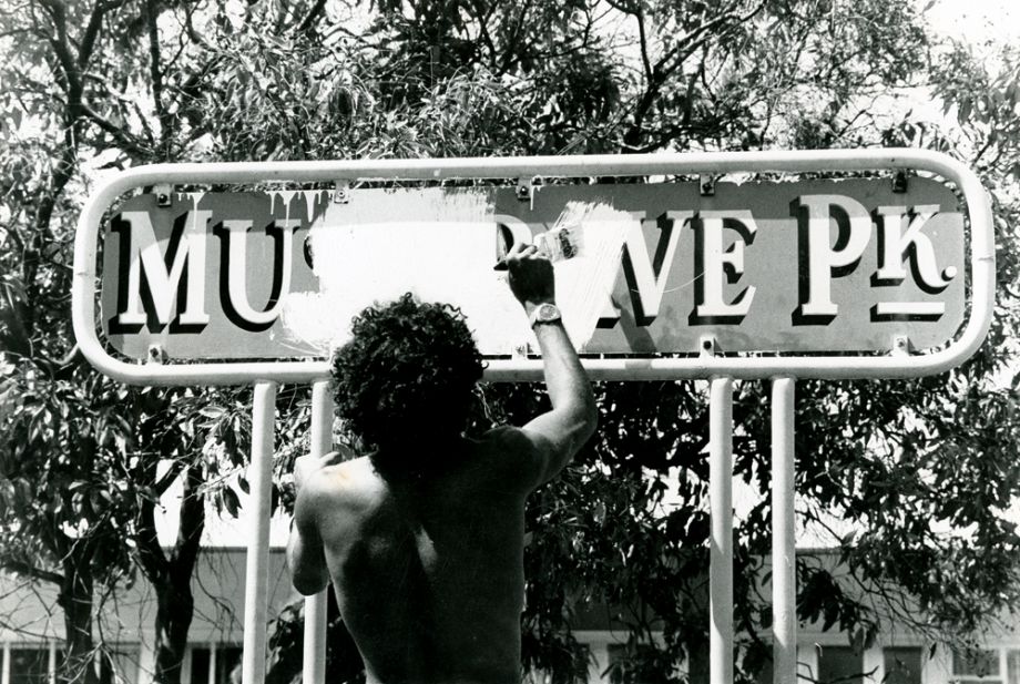 Painting over Musgrave Park sign