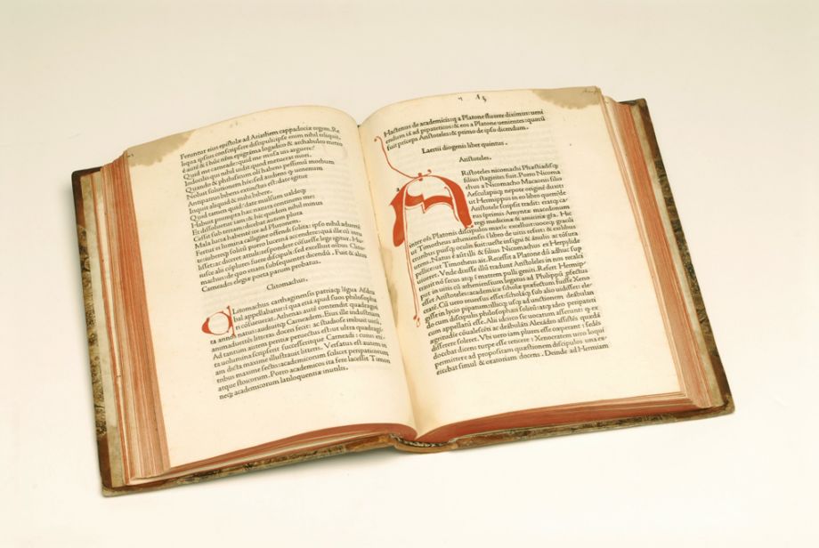 Book by Diogenes Laertius, Tacitus, Cornelius, Traversari, Ambrogio, & Jenson, Nicholas. (1475)