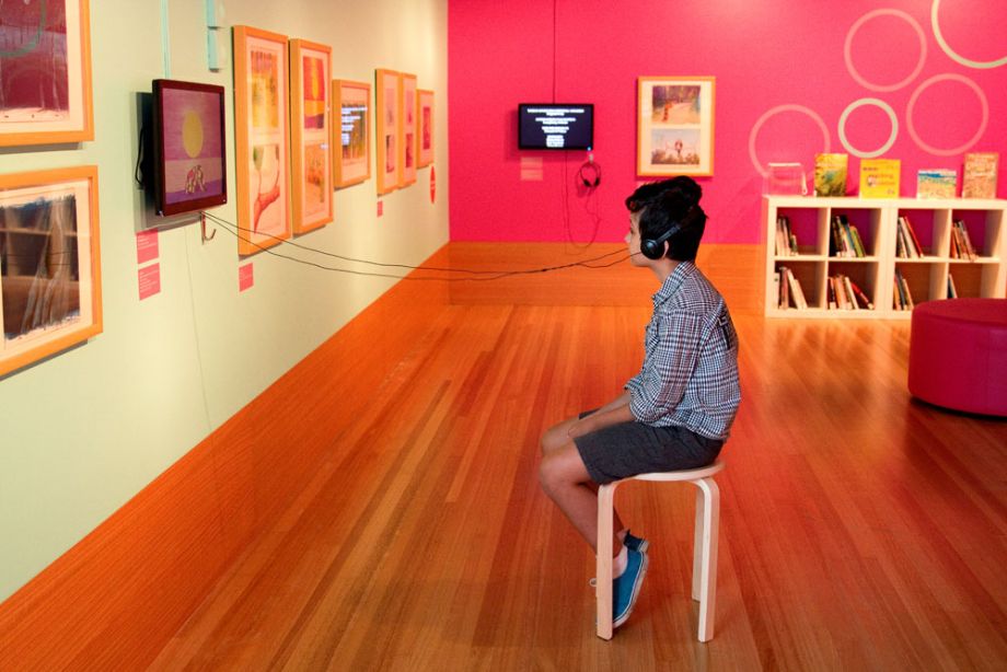 Child watching animations in the Animation Studio