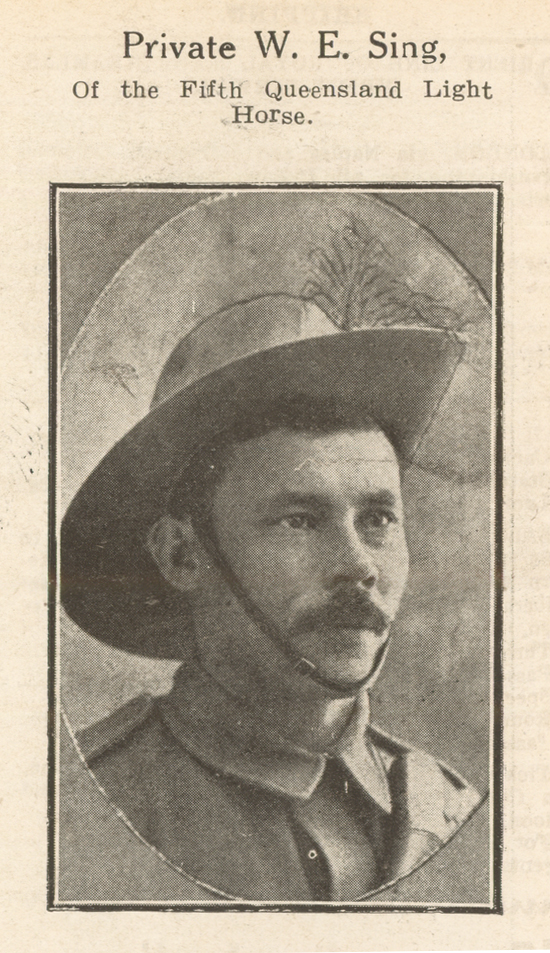 Soldier portrait, man in uniform, with dark hair and moustache, wearing hat with strap under the chin.