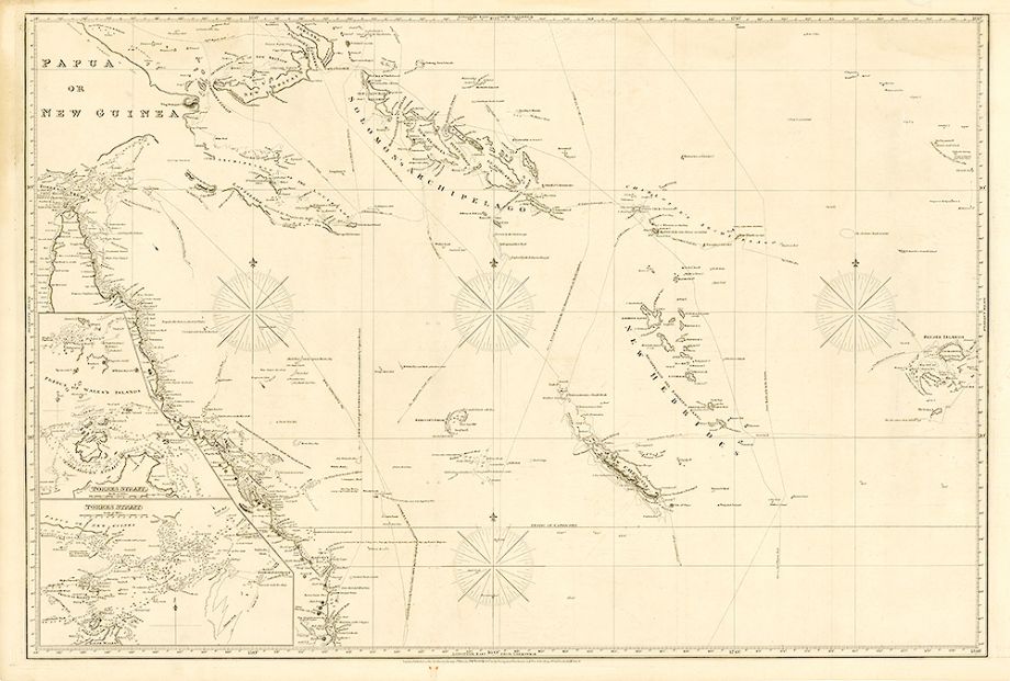 1820 Chart of the coast of Queensland, also covering Torres Strait, New Guinea and Pacific Islands east to Fiji. London : J.W. Norie & Co. :1820 - Navigation Warehouse and Naval Academy.