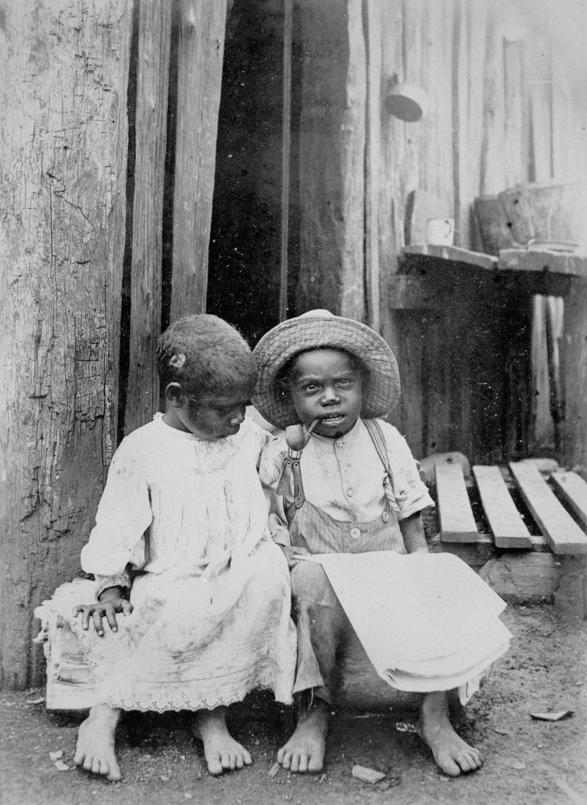 Two young South Sea Islander children near Innisfail, Queensland, c ...
