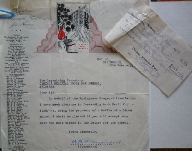 WH Drummond Sec to Centaur Fund Organising Secretary, 20 Feb 1949