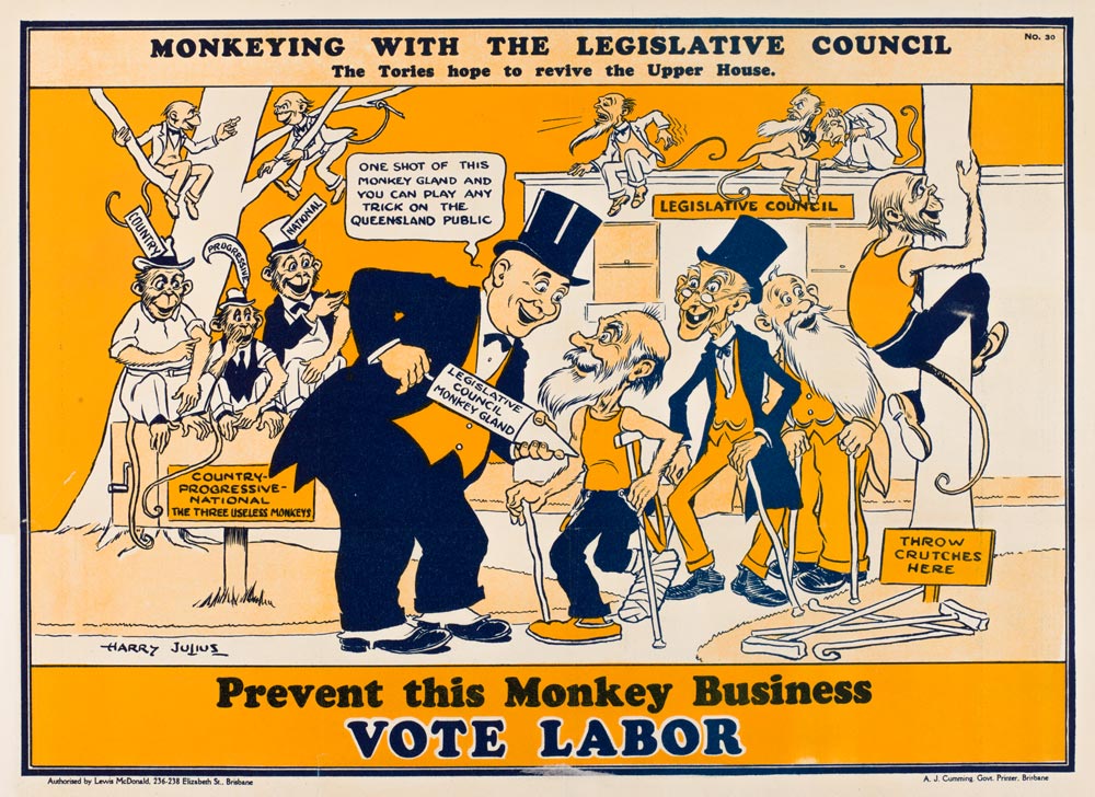 Monkeying with the Legislative Council, ca. 1926. Harry Julius.