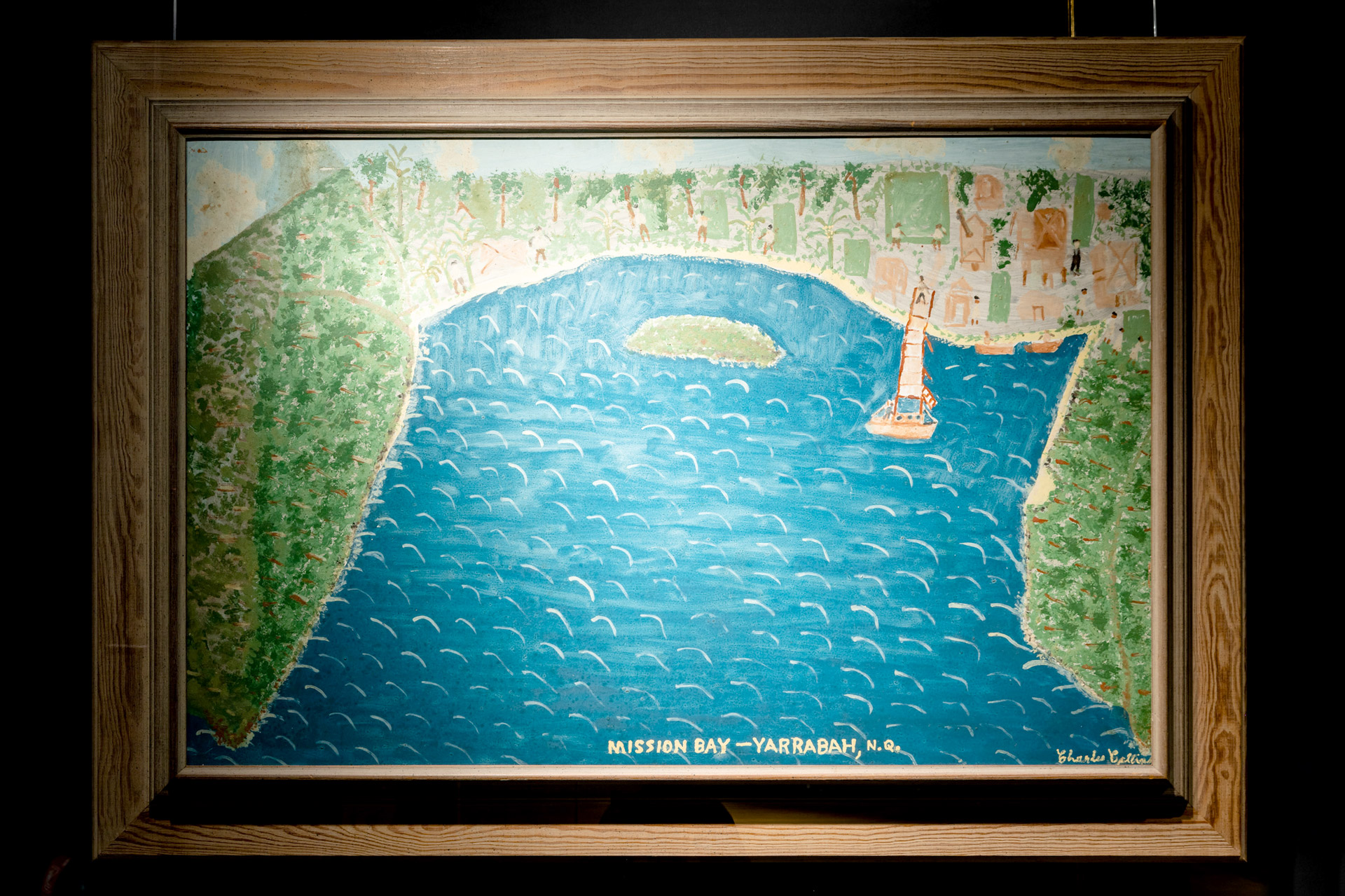 Oil painting of Yarrabah settlement at Mission Bay.
