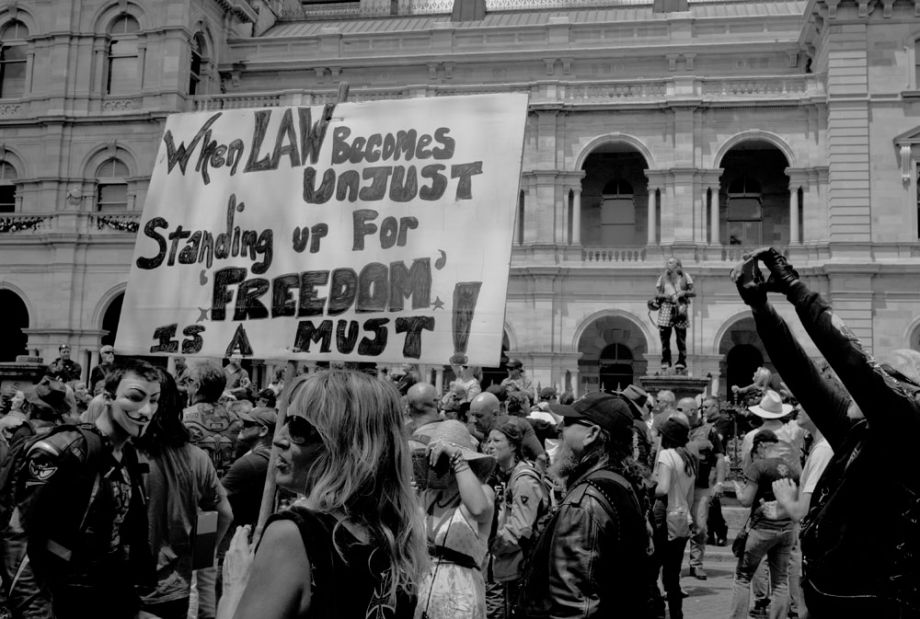 Anti-bikie law protest photographs, 2013 Hamish Cairns, John Oxley Library, SLQ Image no. 9352-0001-0022