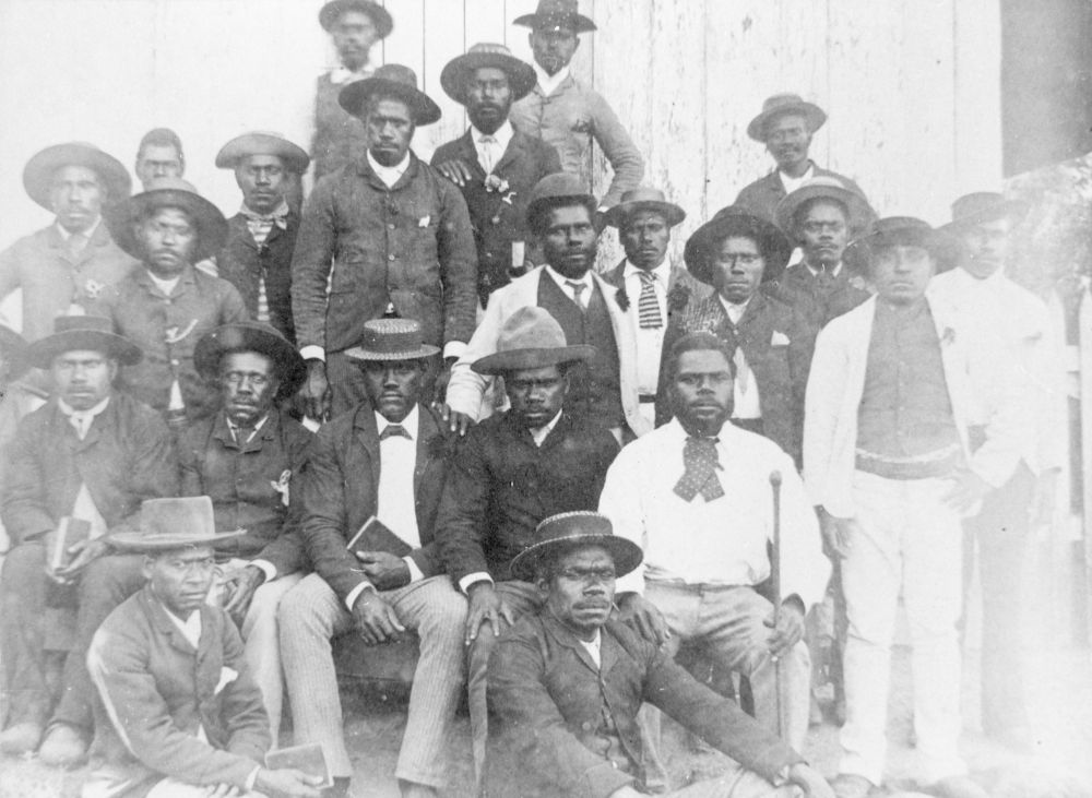 Australian South Sea Islanders at Otmoor sugar plantation in Upper Coomera, Queensland, ca. 1889 