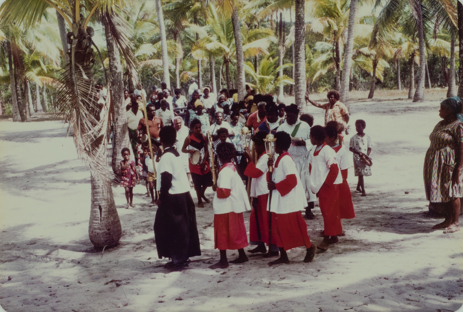 Baduans preparing for a Coming of the Light parade, Badu Island, 1977-78.