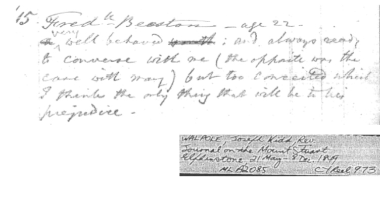 A description of Frederick Beaston, age 22 as a convict
