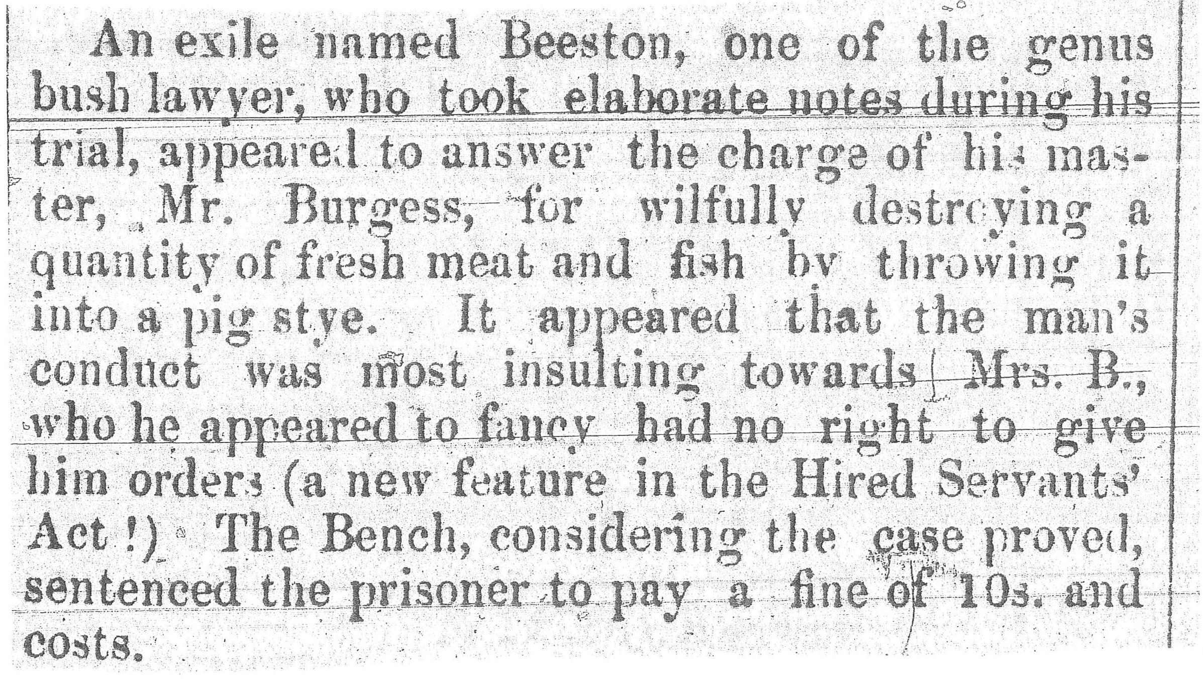 A description of Be(e)ston as an exile and his trial