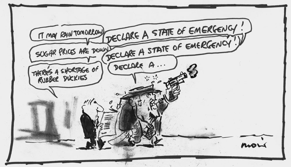 Declare a state of emergency!, 1981, Alan Moir.