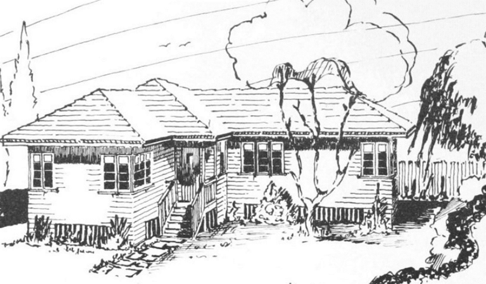 Sketch of a post war Queensland home