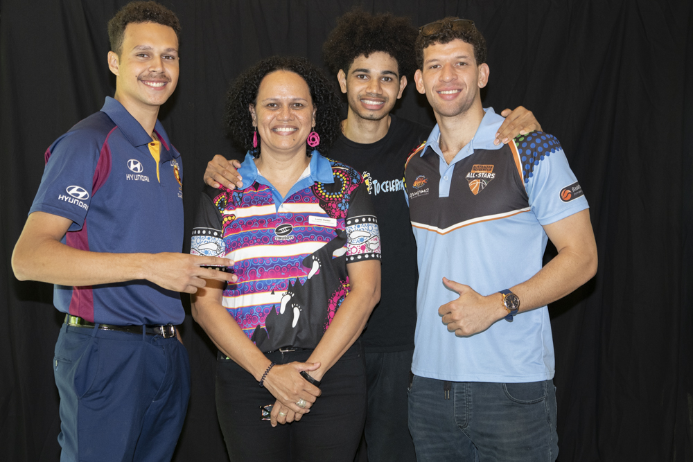 kuril dhagun friends in the pop up photo booth with curator, Lou Hunter