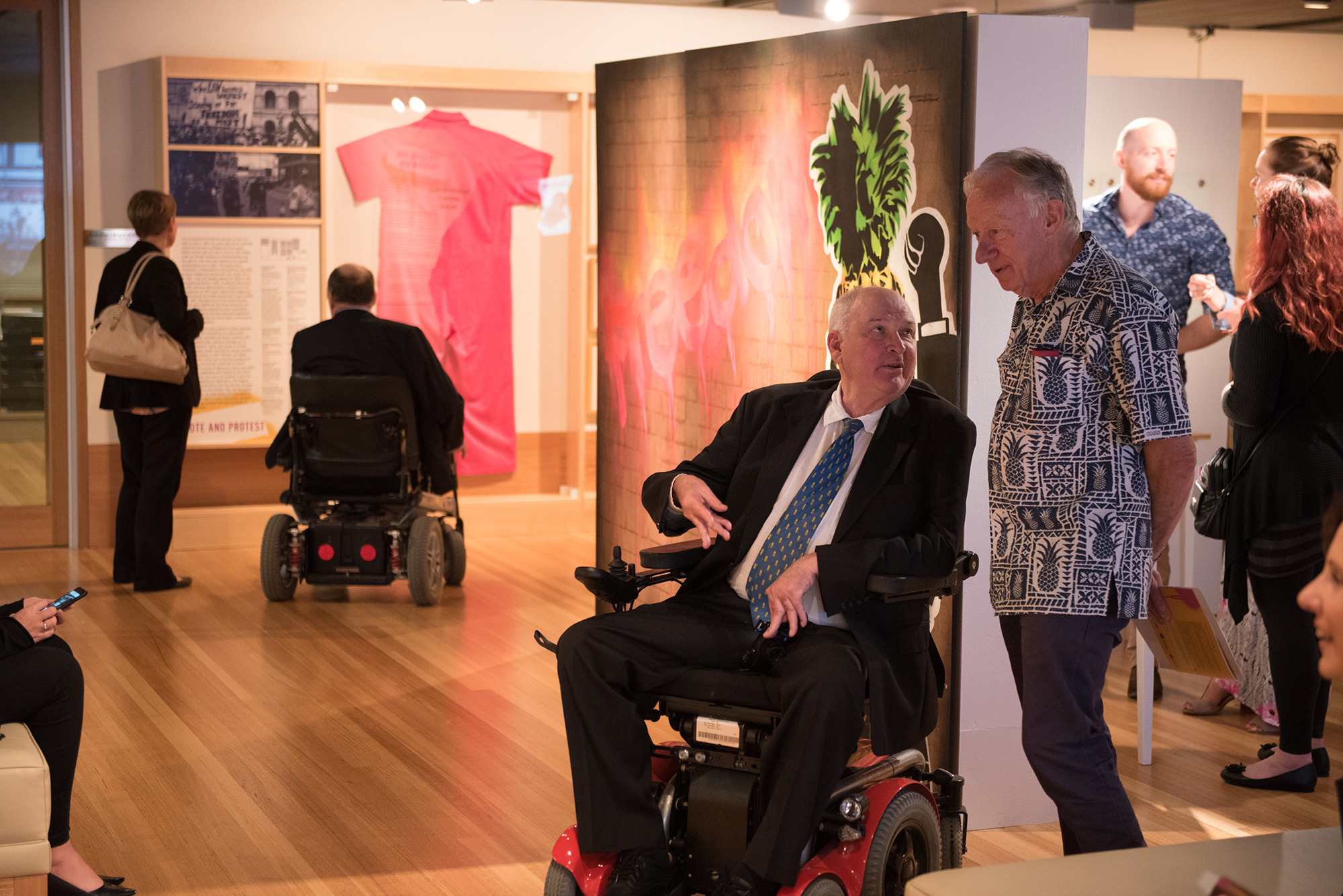 Visitors view the Freedom Then Freedom Now exhibition for the first time