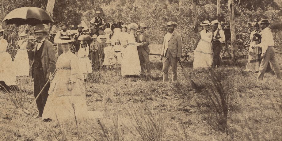 Heinrich Muller, Staff picnic in the Darling Downs area (Detail), From Davenport Album, 1877, John Oxley Library, State Library of Queensland. ACC: 9949