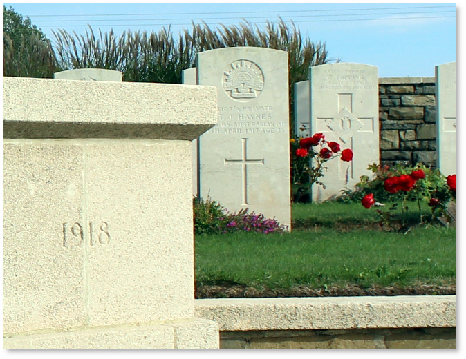 Headstone, Morchies Australian Cemetery