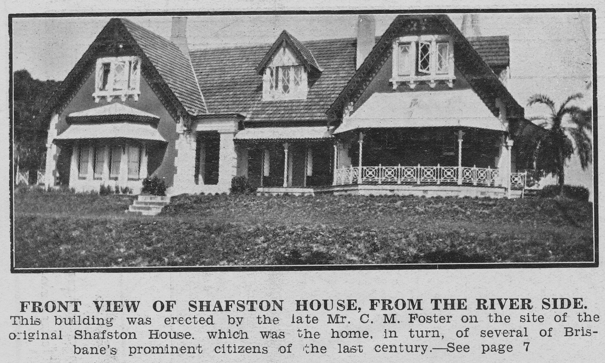 Front of the residence, Shafston, built on the site of the original Shafston House, 1930
