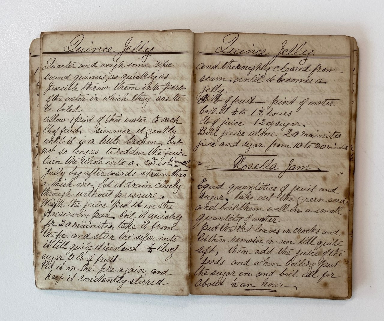Photograph of the inside of Mary Ann Winifred Oram’s Cookbook
