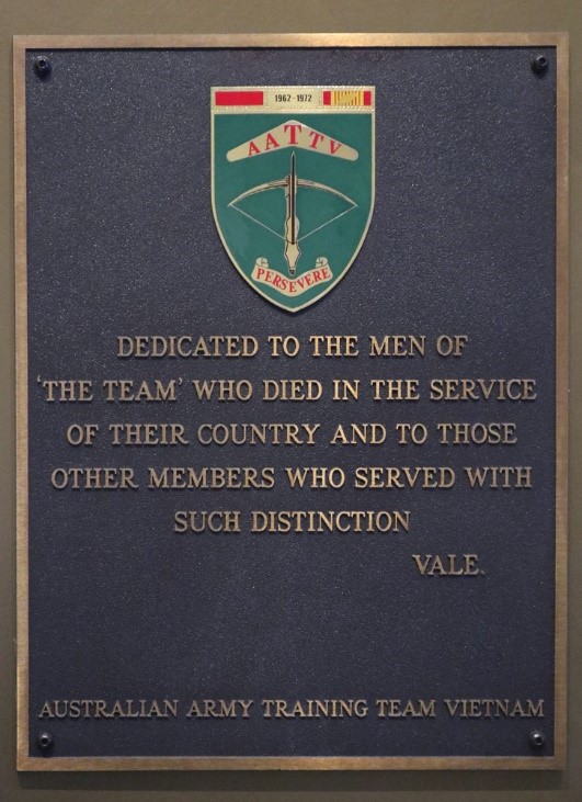 Memorial plaque for the AATTV at Anzac Square Memorial Galleries in Brisbane