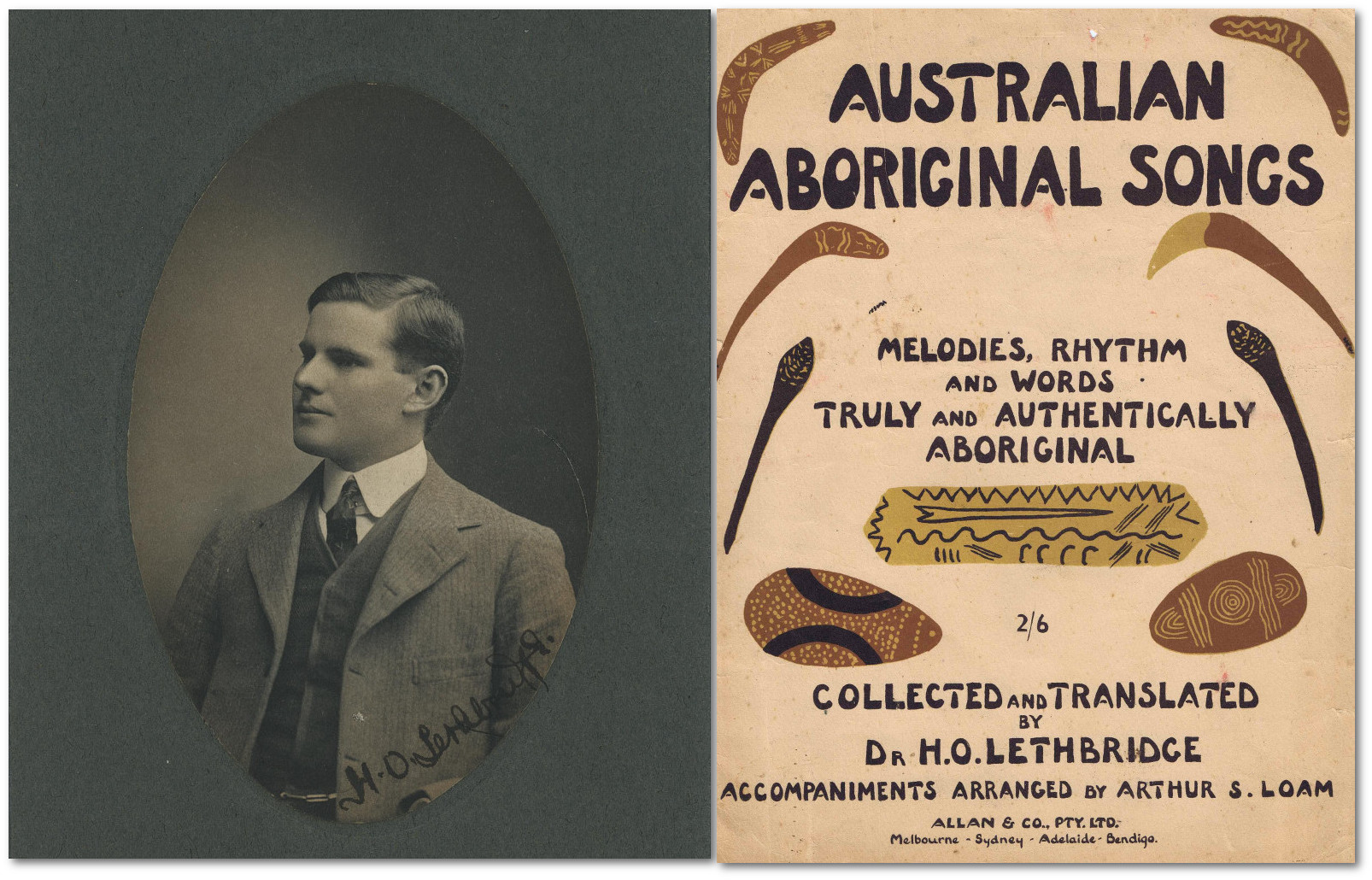Doctor Harold Lethbridge; with booklet "Australian Aboriginal Songs"