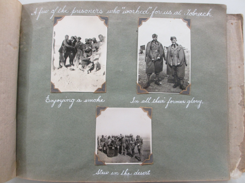 Page from Lt Patrick McHugh's album with photographs of German prisoners-of-war during World War II
