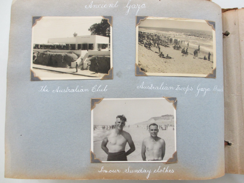 Page from Lt Patrick McHugh's album with photographs taken in and around the city of Gaza