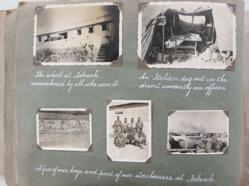 Page from Lt Patrick McHugh's World War II photograph album featuring images taken in and around Tobruk