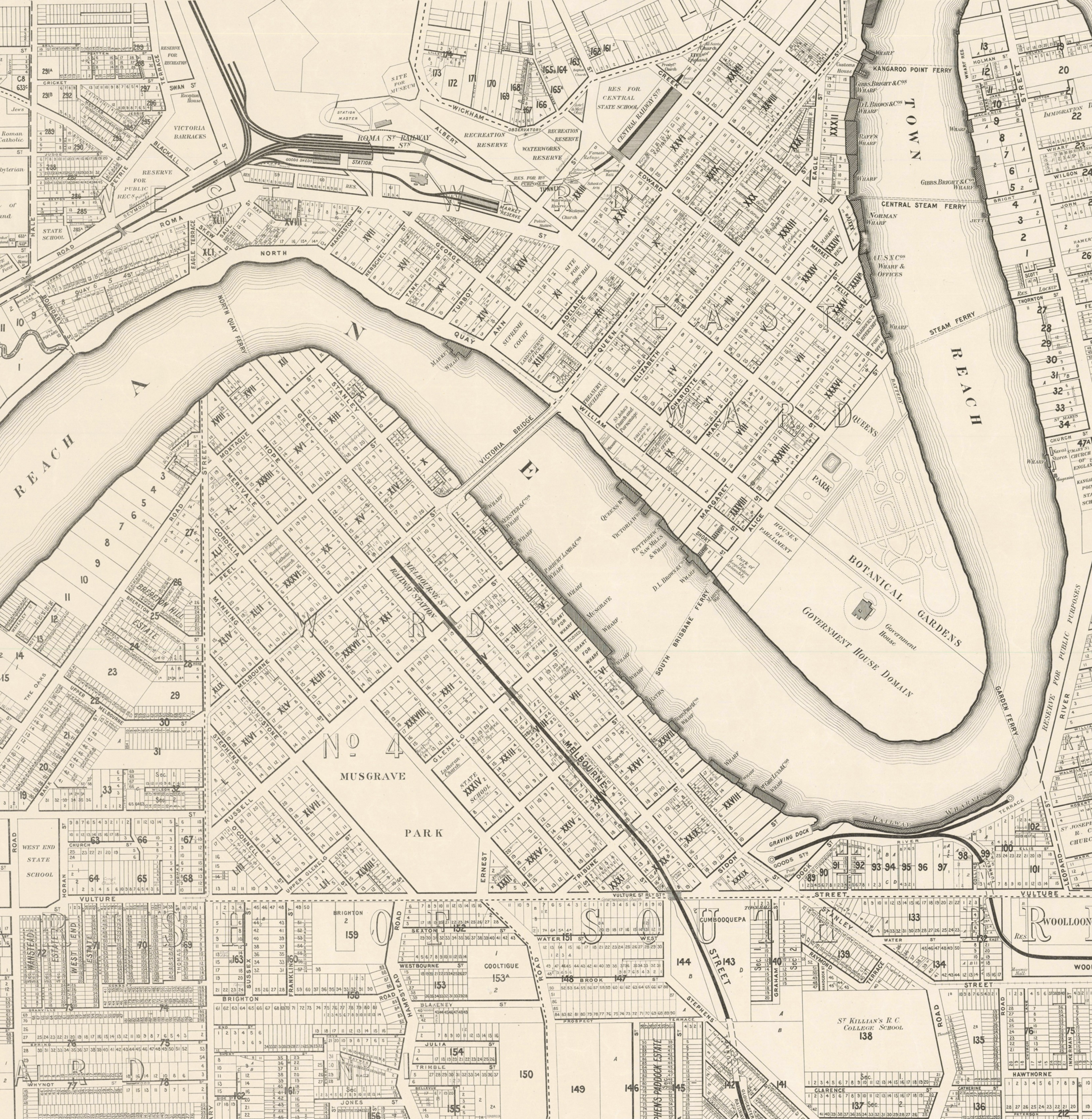Cropped zoom of 'McKellar's official map of Brisbane & suburbs, 1895 - Sheet 8'
