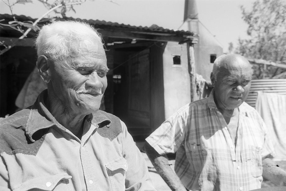 Percy and Roy Mooney outside their house in Habana near Mackay, Queensland
