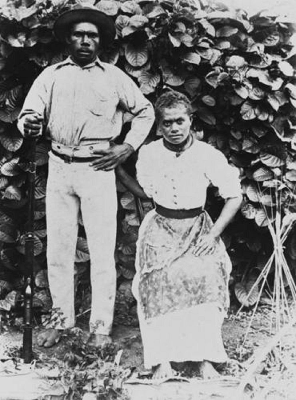 Portrait of two South Sea Islanders from the Pioneer Sugar Mill, Brandon, Queensland, 1880s Photographer unknown John Oxley Library, State Library of Queensland Negative no. 9925