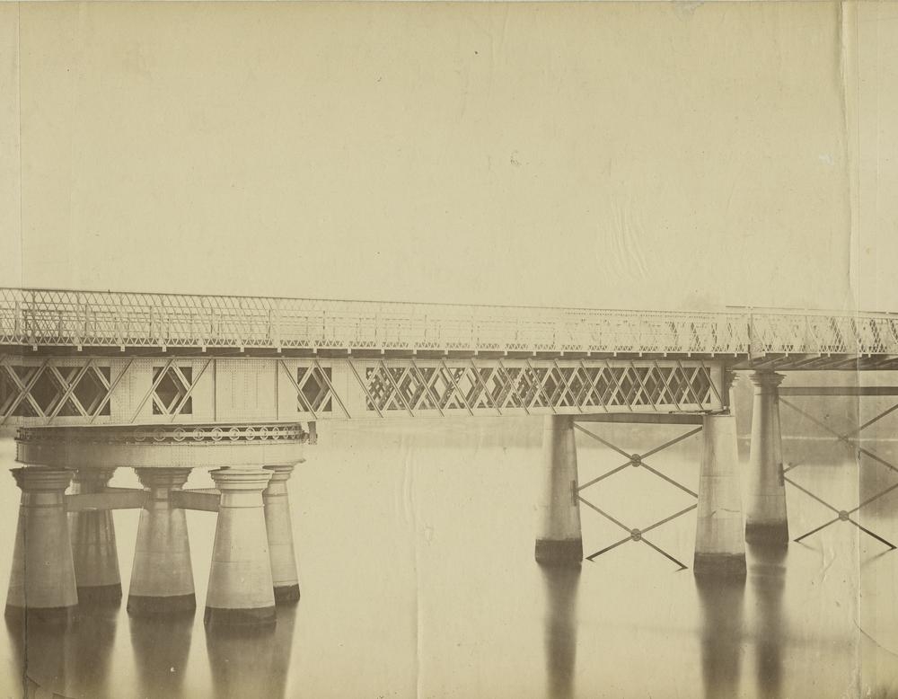 Section of a panorama of the first permanent Victoria Bridge, Brisbane, ca. 1874