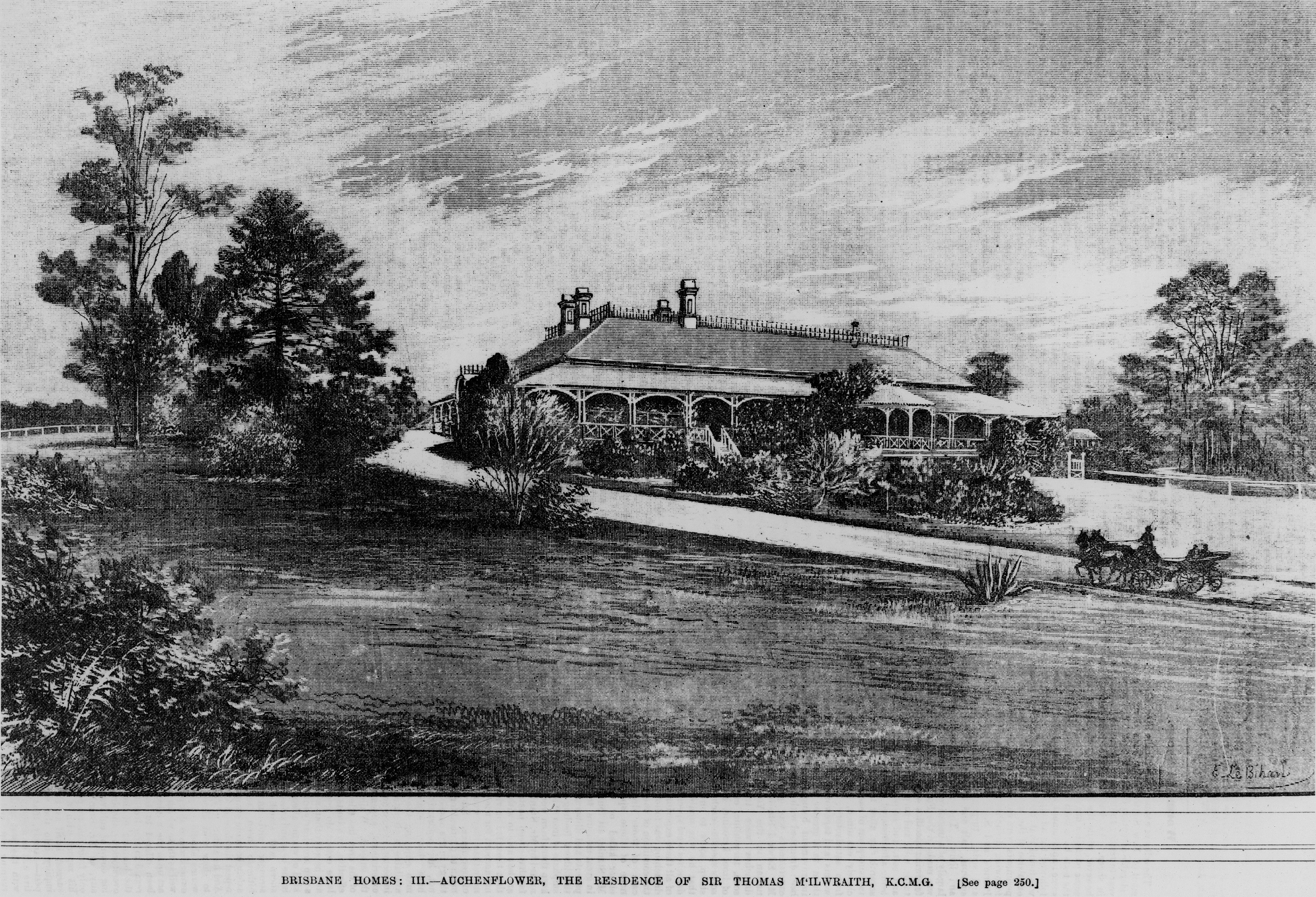 Sketch of Auchenflower House, Brisbane, 1891