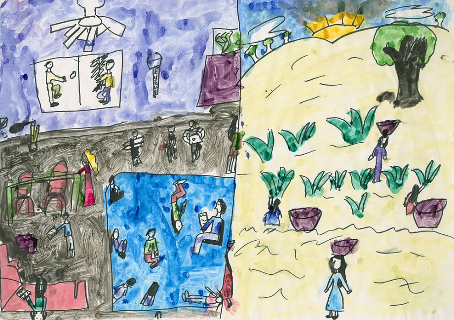 Some Children Go to School to Learn & Others Have to Go to Work by Michelle Fraser (9 years) Raquel Redmond Art for Children