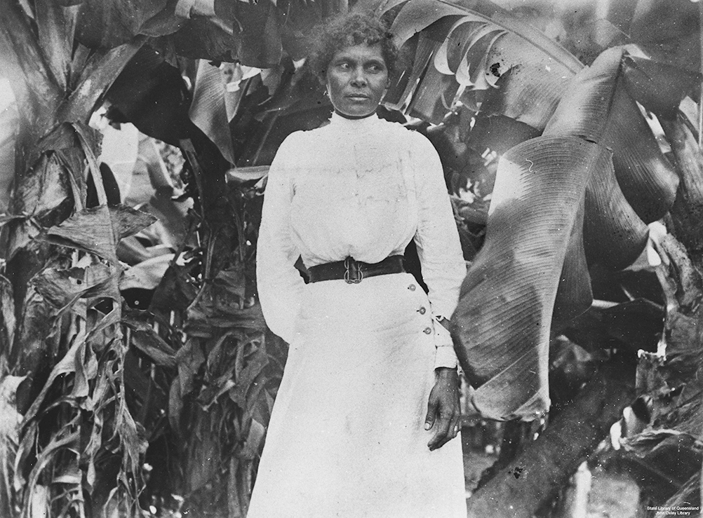 South Sea Islander woman at Farnborough, ca 1895. Negative number 3680