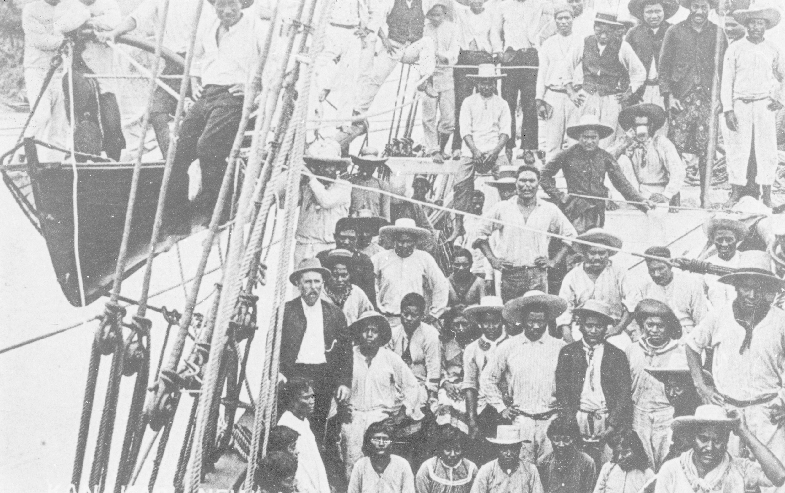 South Sea Islanders arriving by ship in Bundaberg, Queensland Negative number: 18058
