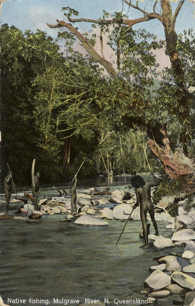 Spear fishing on the Mulgrave River, North Queensland