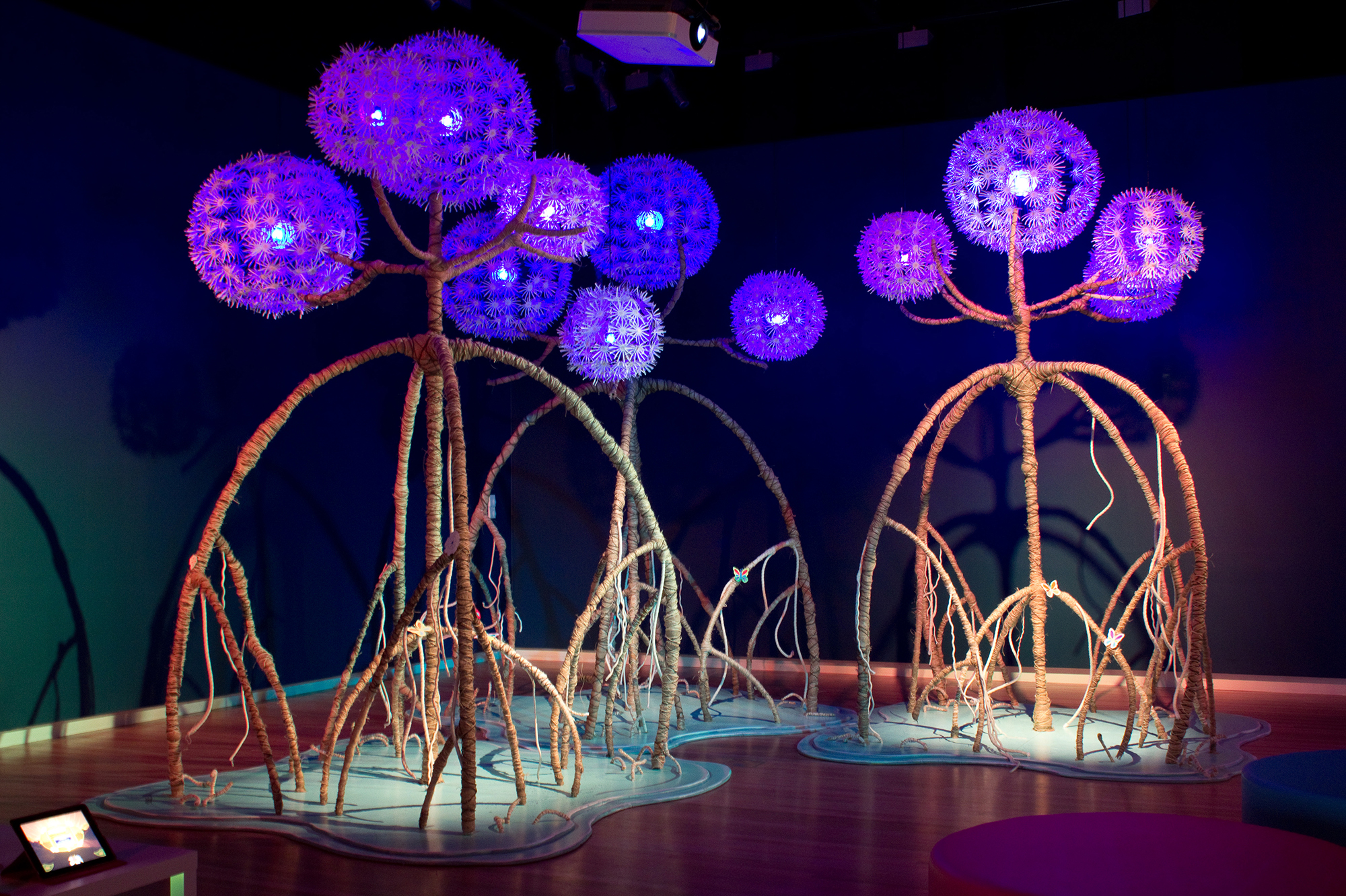 Lit artwork as part of the Our Dreaming exhibition