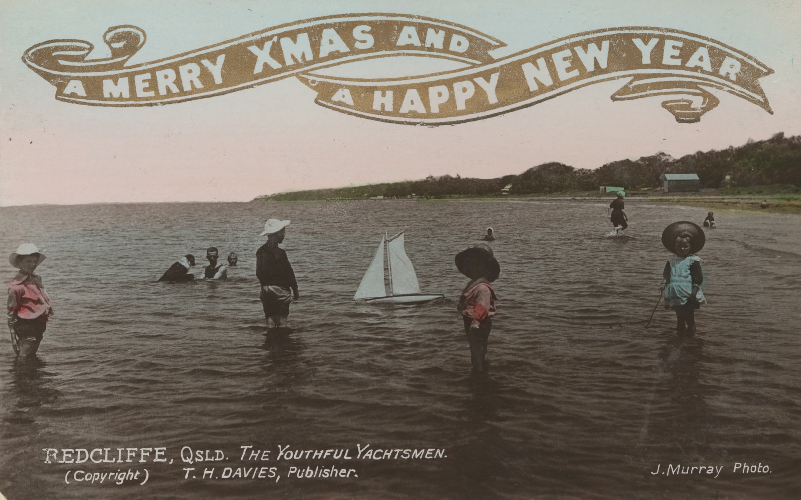 Christmas greeting card featuring Sutton's Beach, Redcliffe