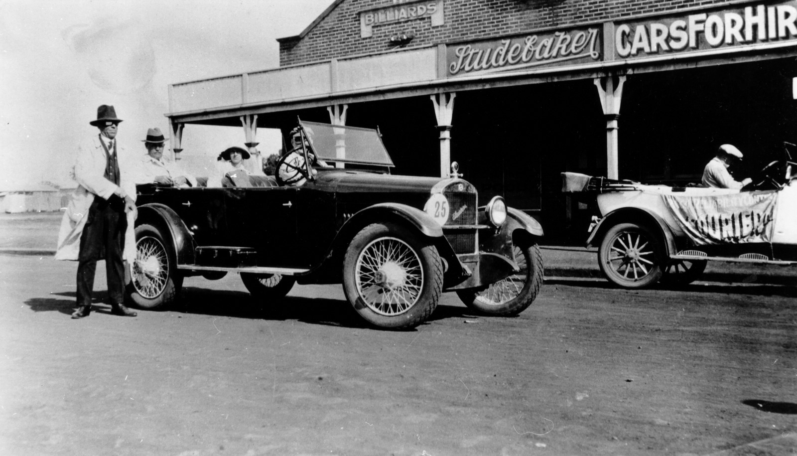 Studebaker Light Six and an Overland Mystery tourer competing in the R.A.C.Q. reliability trial, 1924