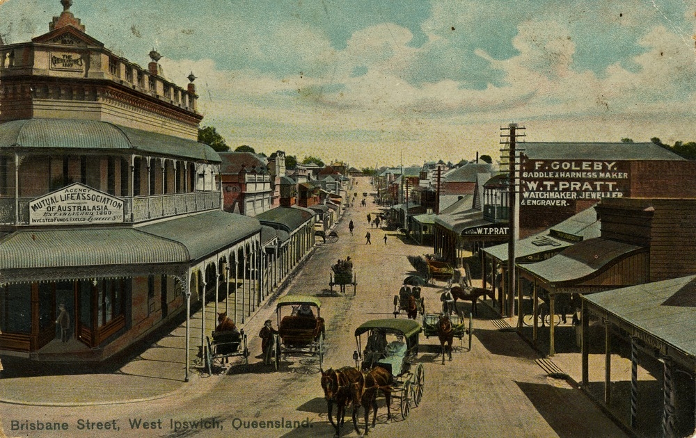 View along Brisbane Street, West Ipswich, Queensland.