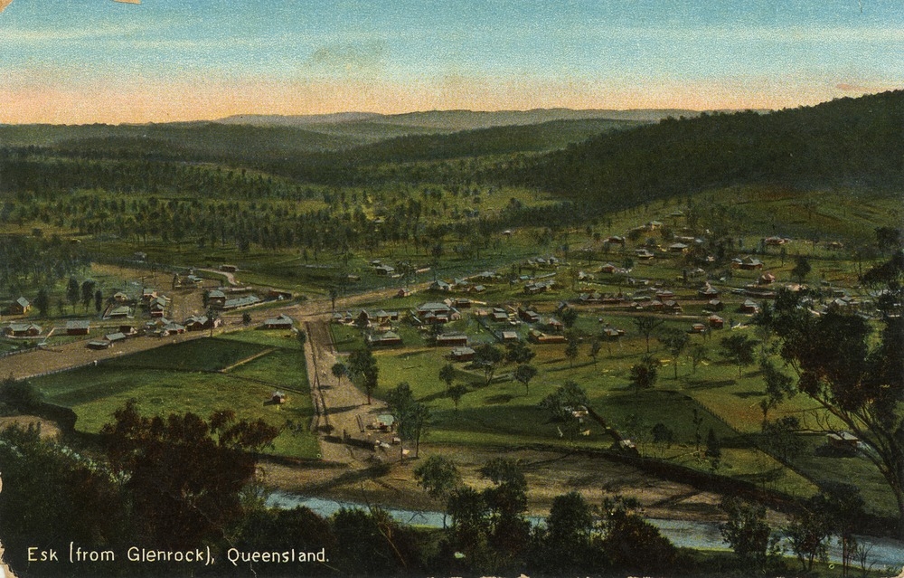 View of Esk township from Mount Glen Rock, Esk, Queensland.