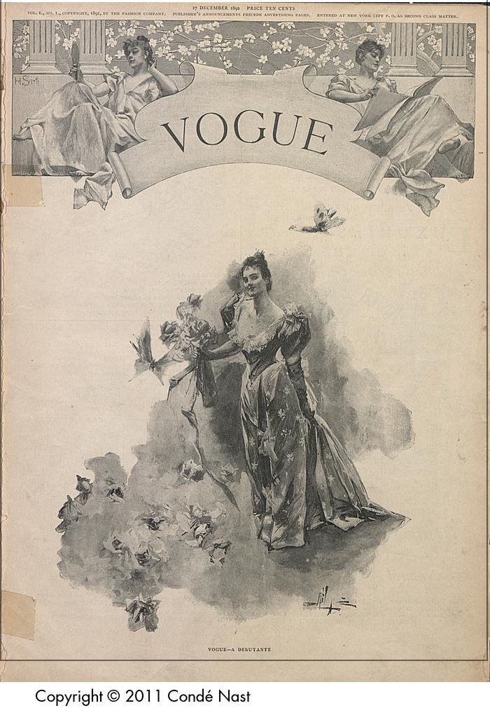 Image of woman on front cover of Vogue 17 December 1892
