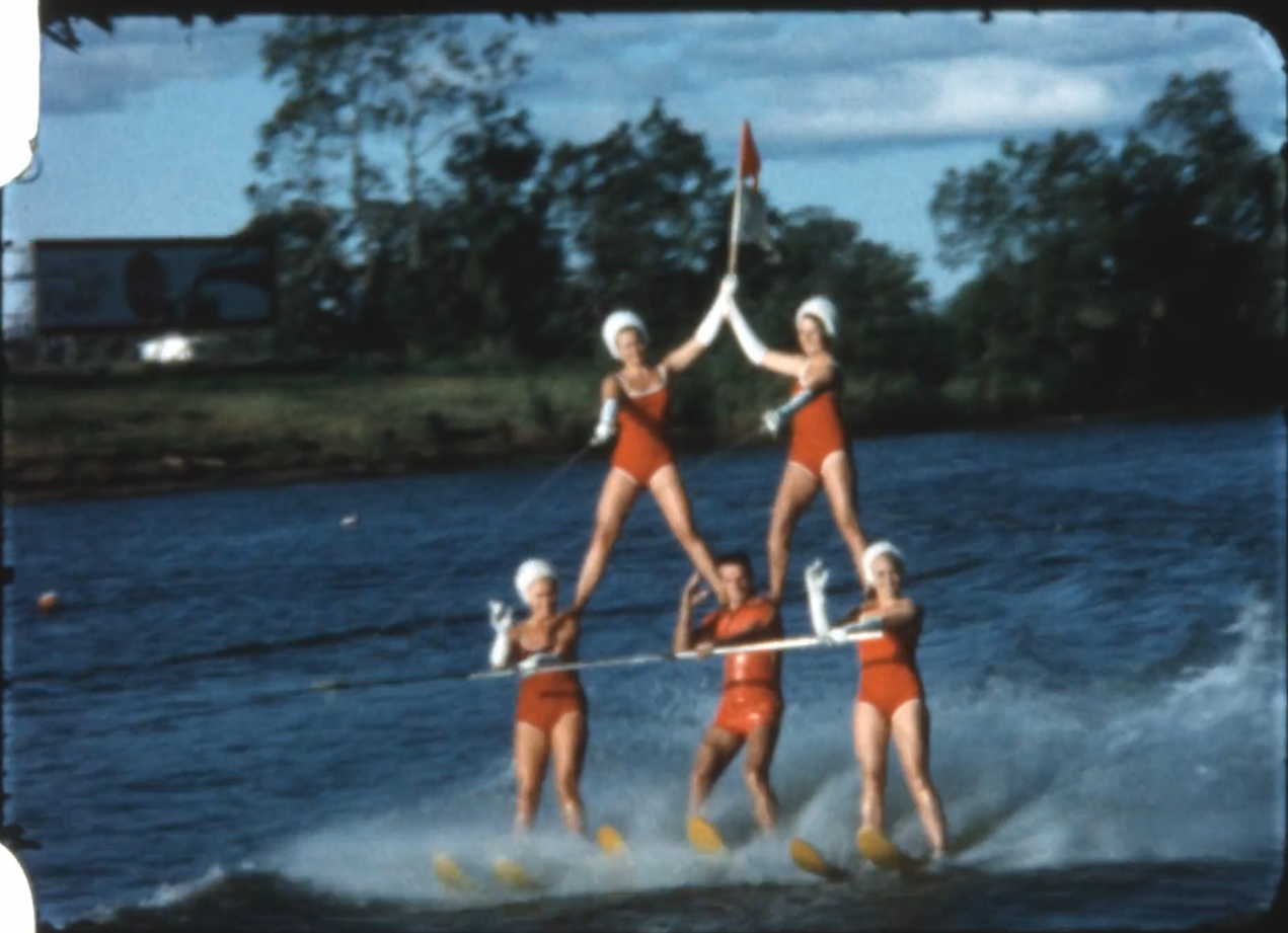 Performers at Surfers Paradise Ski Gardens. Still from 32000 Phyllis Maitland film footage of the Gold Coast.