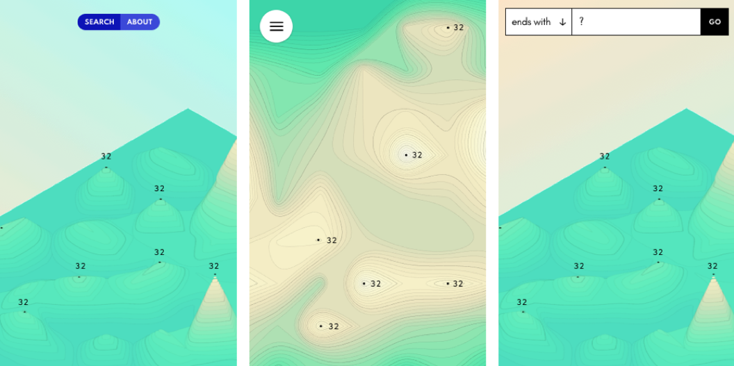 Three mobile designs of 3D topographic maps