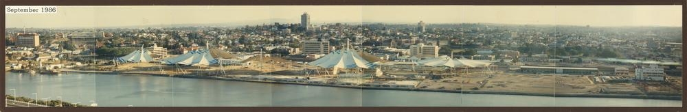 Panoramic views of the World Expo site, 1986; This site was to be used as the Media Village for the 1992 Brisbane Olympics. State Library of Queensland. 