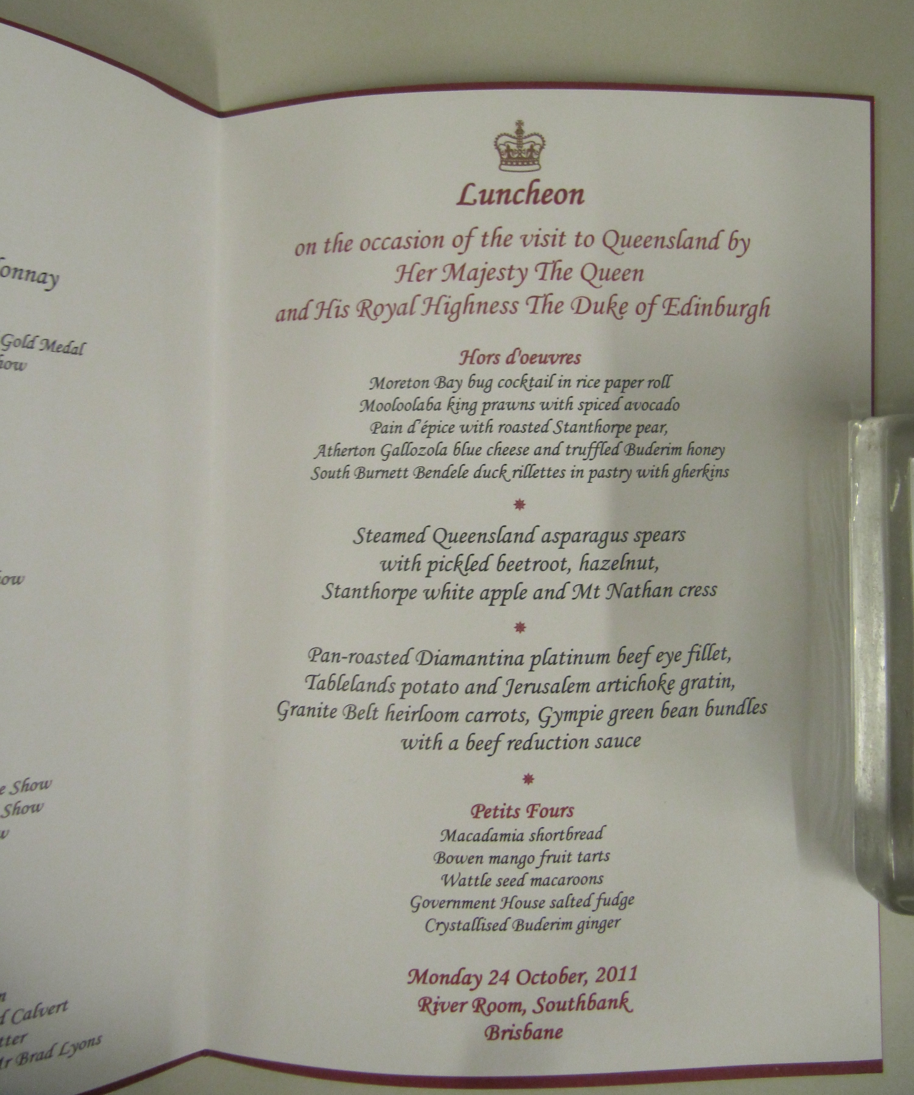 Royal visits What was on the menu? State Library Of Queensland