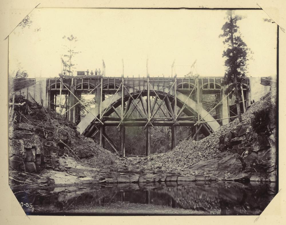 Deep Creek railway bridge nearing completion Gayndah district 1905. 