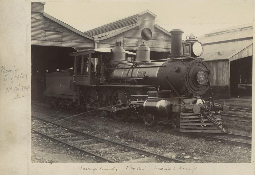 Engine 281 in the locomotive sheds at Ipswich.